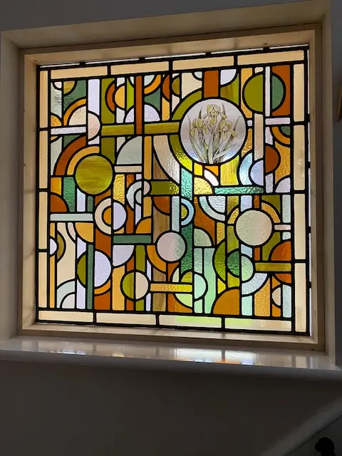 Three sizes of red fused glass electric lamps